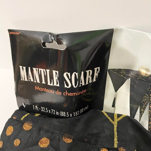 Amscan Black Spiderweb Polkadot Glitter Halloween Mantle Scarf 32.5 x 72 Inch - Picture 4 of 13